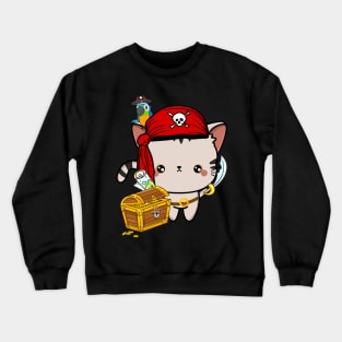 Funny tabby cat is a pirate Crewneck Sweatshirt